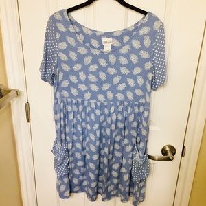 Vintage Styleworks Floral Blue Babydoll Dress